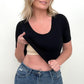 New Colors! - Fawnfit Basic Ribbed Fitted Tee with Built In Bra