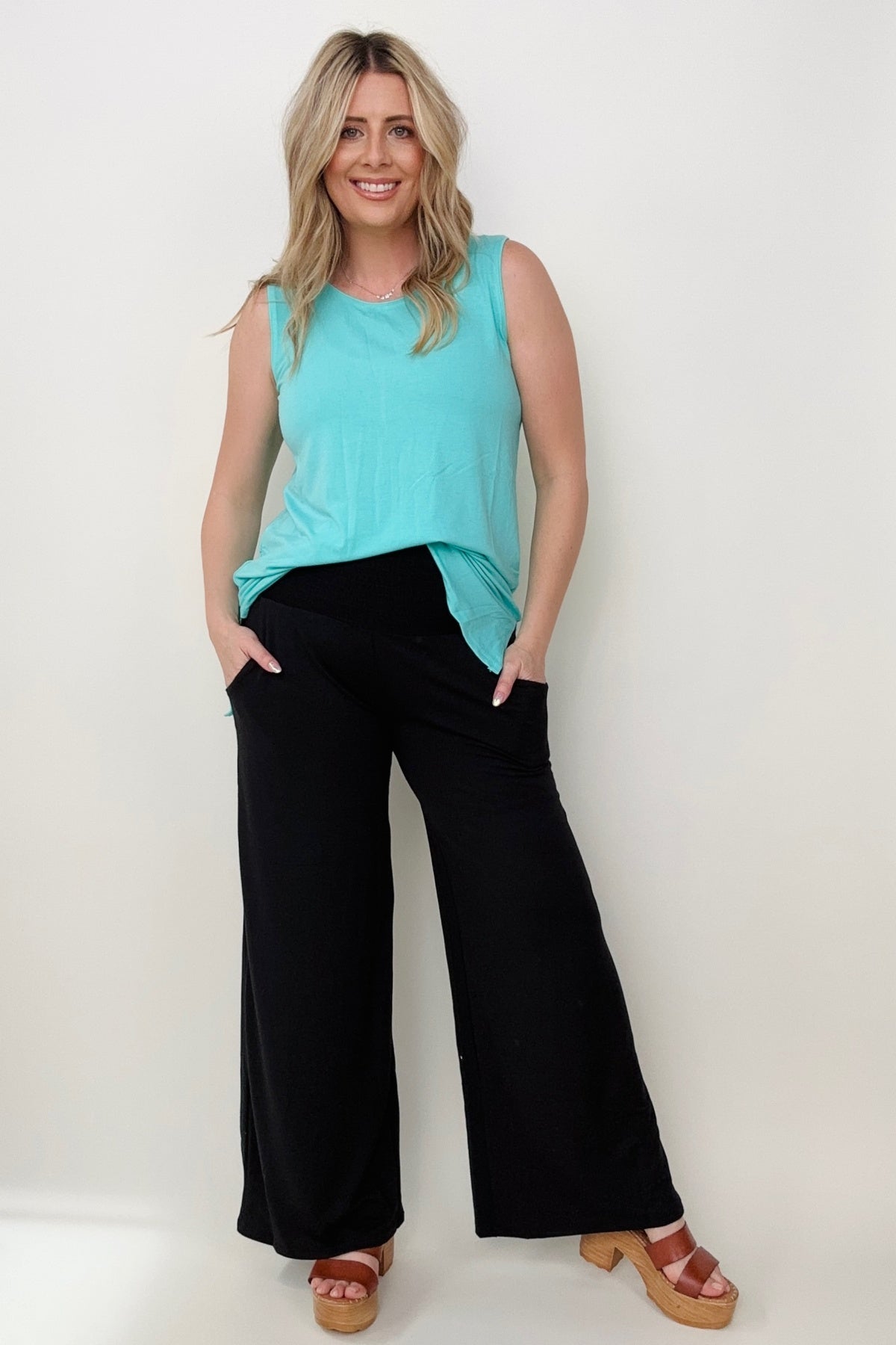 Zenana Smocked Waistband Wide Leg Pants