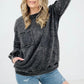 Zenana Acid Wash Raw Edge Front Pocket Pullover