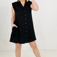 Cozy Co Refreshing V-Neck Button Down Mini Dress with Ruffle Sleeves