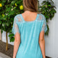 A Little Bit of Lace Top In Aqua