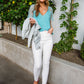A Little Bit of Lace Top In Aqua
