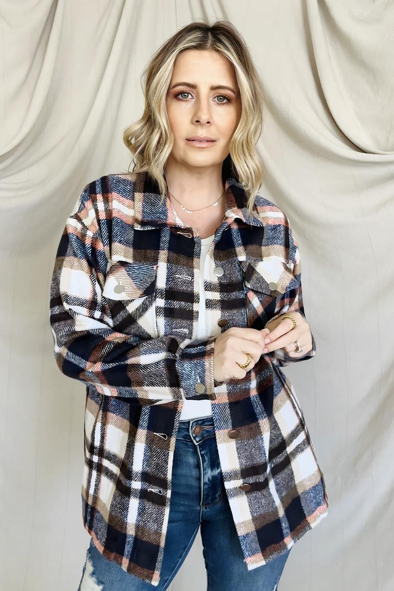 Plaid Flannel Shacket With Pockets