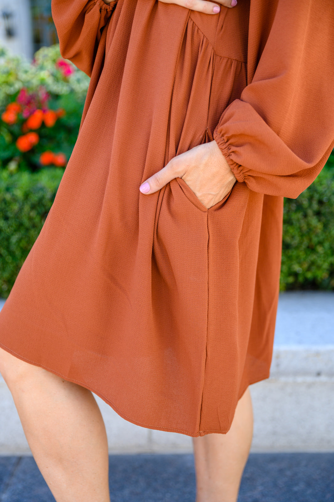 All For One Babydoll Dress In Rust