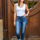 Amber Cuffed Slim Fit Dark Wash Jeans