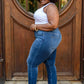 Amber Cuffed Slim Fit Dark Wash Jeans