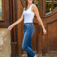 Amber Cuffed Slim Fit Dark Wash Jeans
