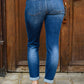 Amber Cuffed Slim Fit Dark Wash Jeans