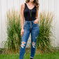 Ari Hi-Rise Button Fly Cuffed Skinny
