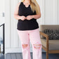 Babs Distressed Straight Jeans in Pink