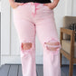 Babs Distressed Straight Jeans in Pink