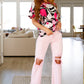 Babs Distressed Straight Jeans in Pink