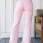 Babs Distressed Straight Jeans in Pink