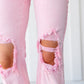 Babs Distressed Straight Jeans in Pink
