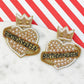 "Birthday Queen" Heart Beaded Dangle Earrings in Jet