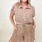 Gigio Flutter Hem Cotton Muslin Shorts with Cut Edge Detail