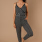 Black & White Striped Surplice Jumpsuit