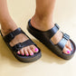 Boardwalk EVA Double Strap Platform Sandals in Black