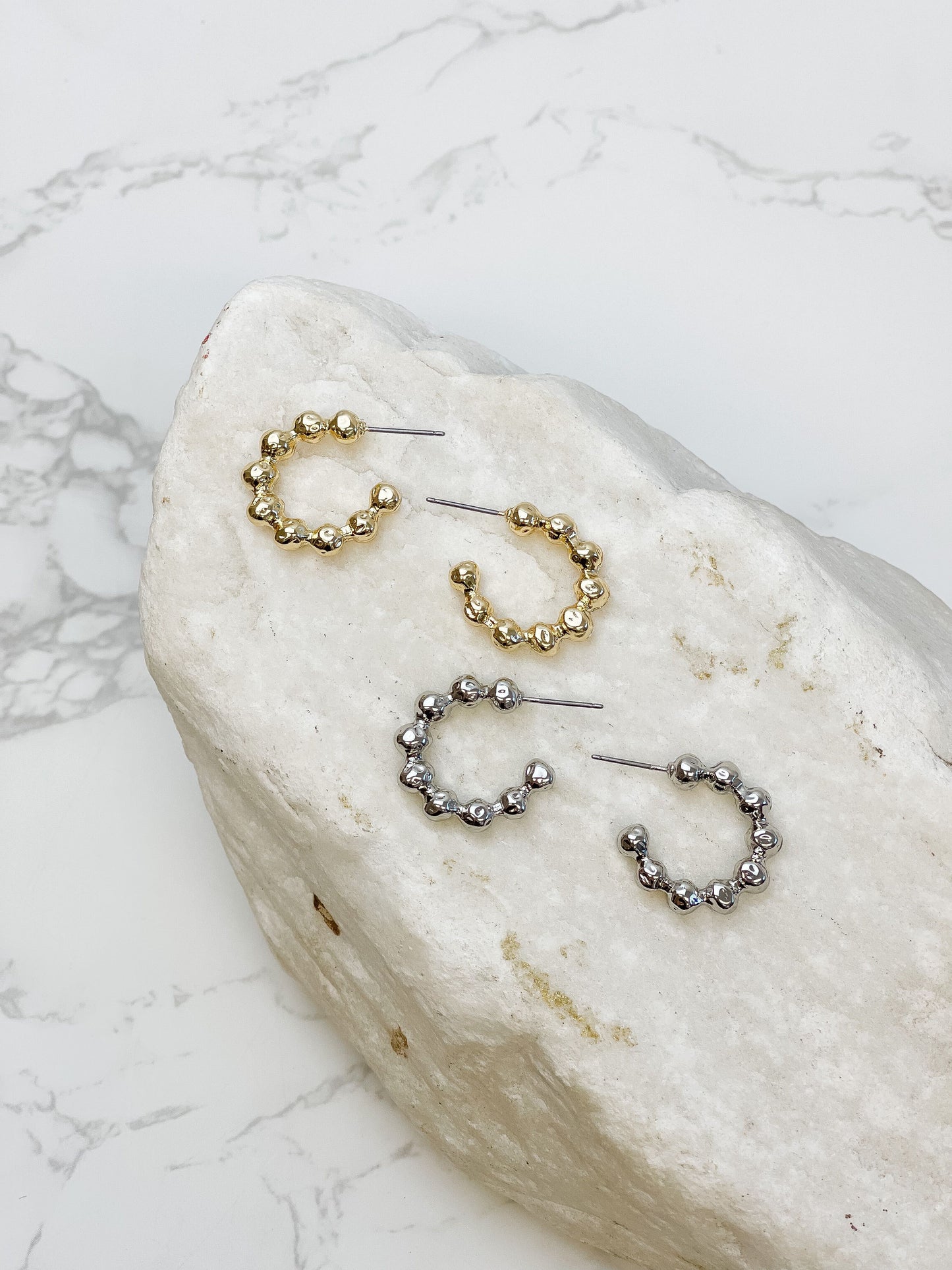 Mini Ball Hoop Earrings in Gold