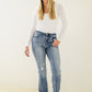 Brecken Hi-Waist Minimal Destroy Bootcut Jeans