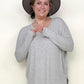 Zenana Solid Dolman Sleeve V Neck Top With Side Slits