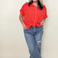 Gigio Cut Edge Detail Dolman Sleeve Cotton Muslin Top
