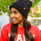 Cable Knit Cuffed Beanie In Black