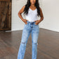 Carter High Rise Slit Hem Straight Jeans