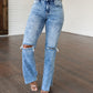 Carter High Rise Slit Hem Straight Jeans