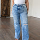 Carter High Rise Slit Hem Straight Jeans