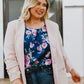Chic In Pink Ruched 3/4 Sleeve Blazer