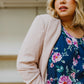 Chic In Pink Ruched 3/4 Sleeve Blazer