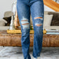Judy Blue Christine High Contrast Slim Bootcut Destroyed Jeans