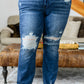 Judy Blue Christine High Contrast Slim Bootcut Destroyed Jeans
