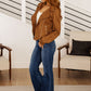 Clara Faux Suede Moto Jacket in Camel