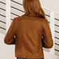 Clara Faux Suede Moto Jacket in Camel