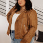 Clara Faux Suede Moto Jacket in Camel