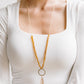 Crystal Teardrop Pendant Necklace in Gold