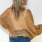 Cozy Co Open Knit Boatneck Dolman Sleeve Cover Up