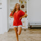 Easy Mornings V-Neck T-Shirt In Red
