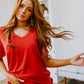 Easy Mornings V-Neck T-Shirt In Red