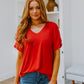 Easy Mornings V-Neck T-Shirt In Red