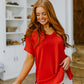 Easy Mornings V-Neck T-Shirt In Red
