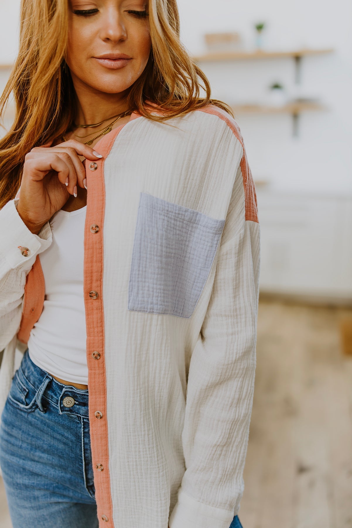 Easy To Love Colorblock Button Up