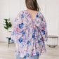 Fabled in Floral Draped Peplum Top in Blue