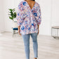 Fabled in Floral Draped Peplum Top in Blue
