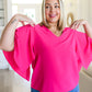 Forever Fine V-Neck Flounce Sleeve Blouse