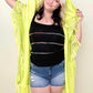 Davi & Dani Fringe Detail Knit Hooded Poncho Kimono