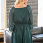 Front And Center Balloon Sleeve Dress in Green