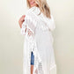 Davi & Dani Fringe Detail Knit Hooded Poncho Kimono